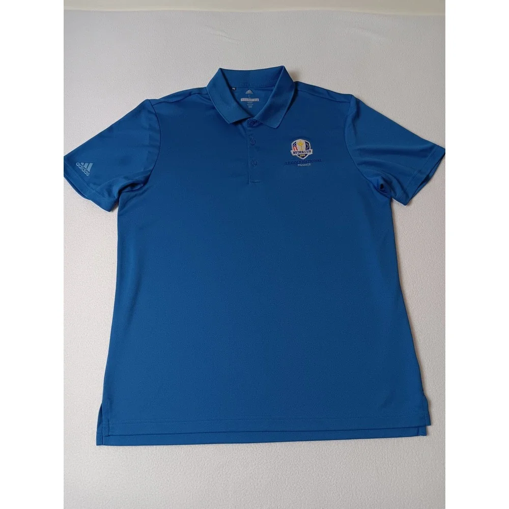 Adidas Golf Mens 2018 Ryder Cup Le Golf National France Polo Shirt Blue Large